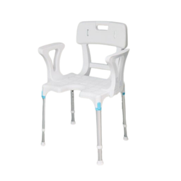 Laguna Duschstuhl mit Armlehnen, Rückenlehne und Hygieneausschnitt